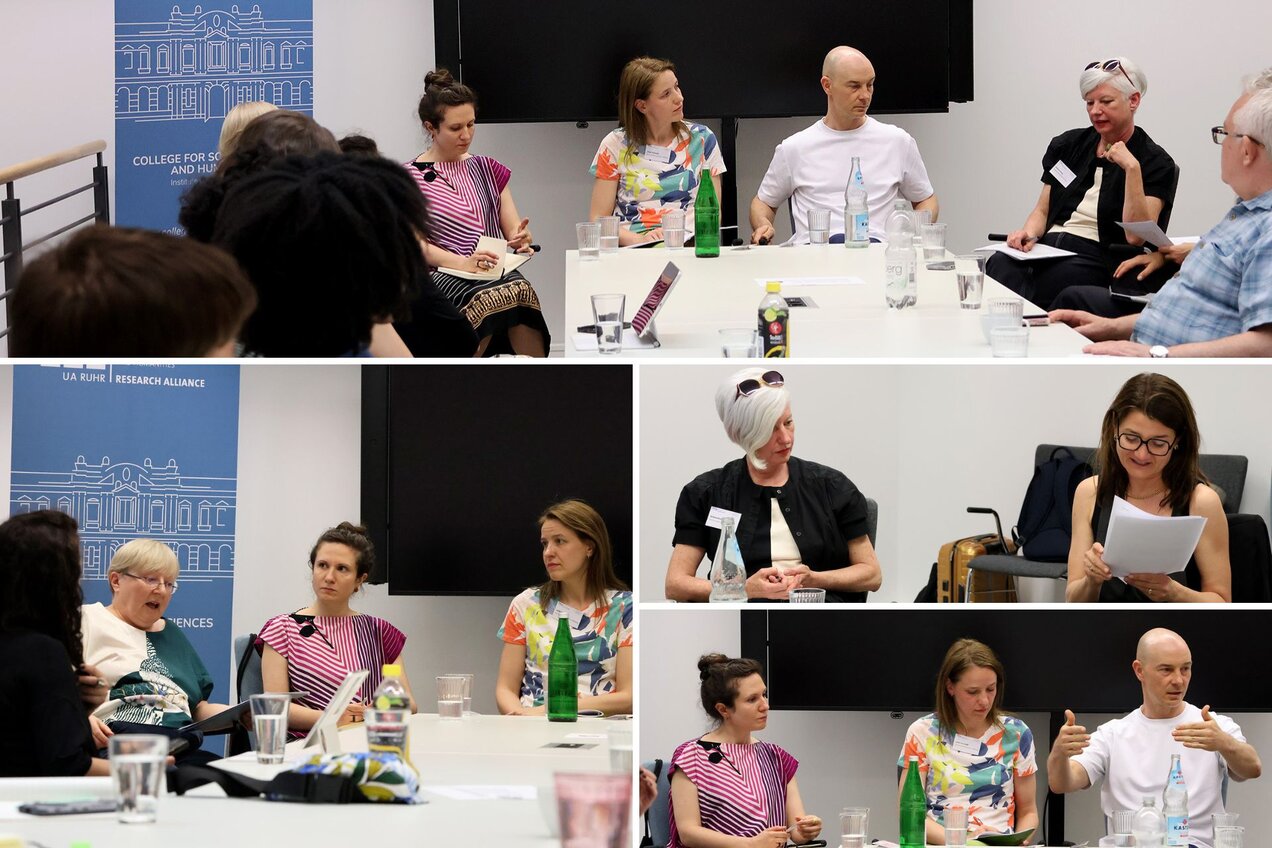 collage of event photos with panellists