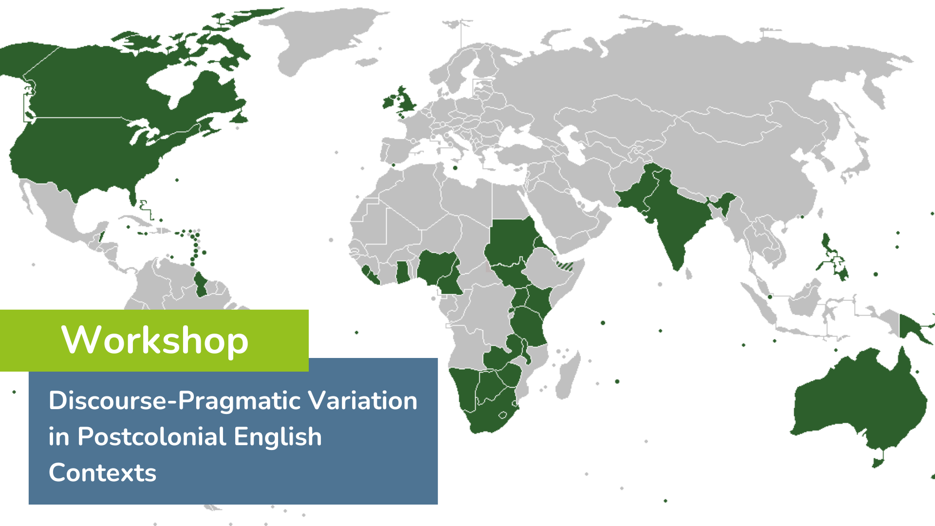 symbolic image including a map in which with English-speaking countries are marked